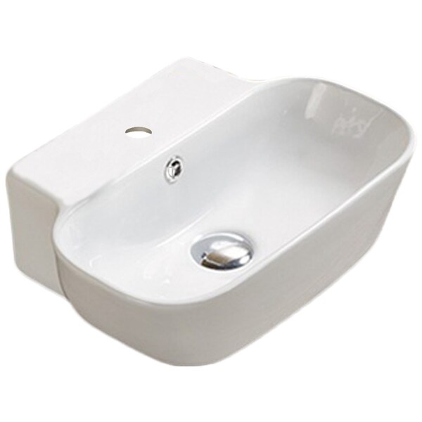 16.34-in. W Wall Mount White Vessel Set For 1 Hole Center Faucet